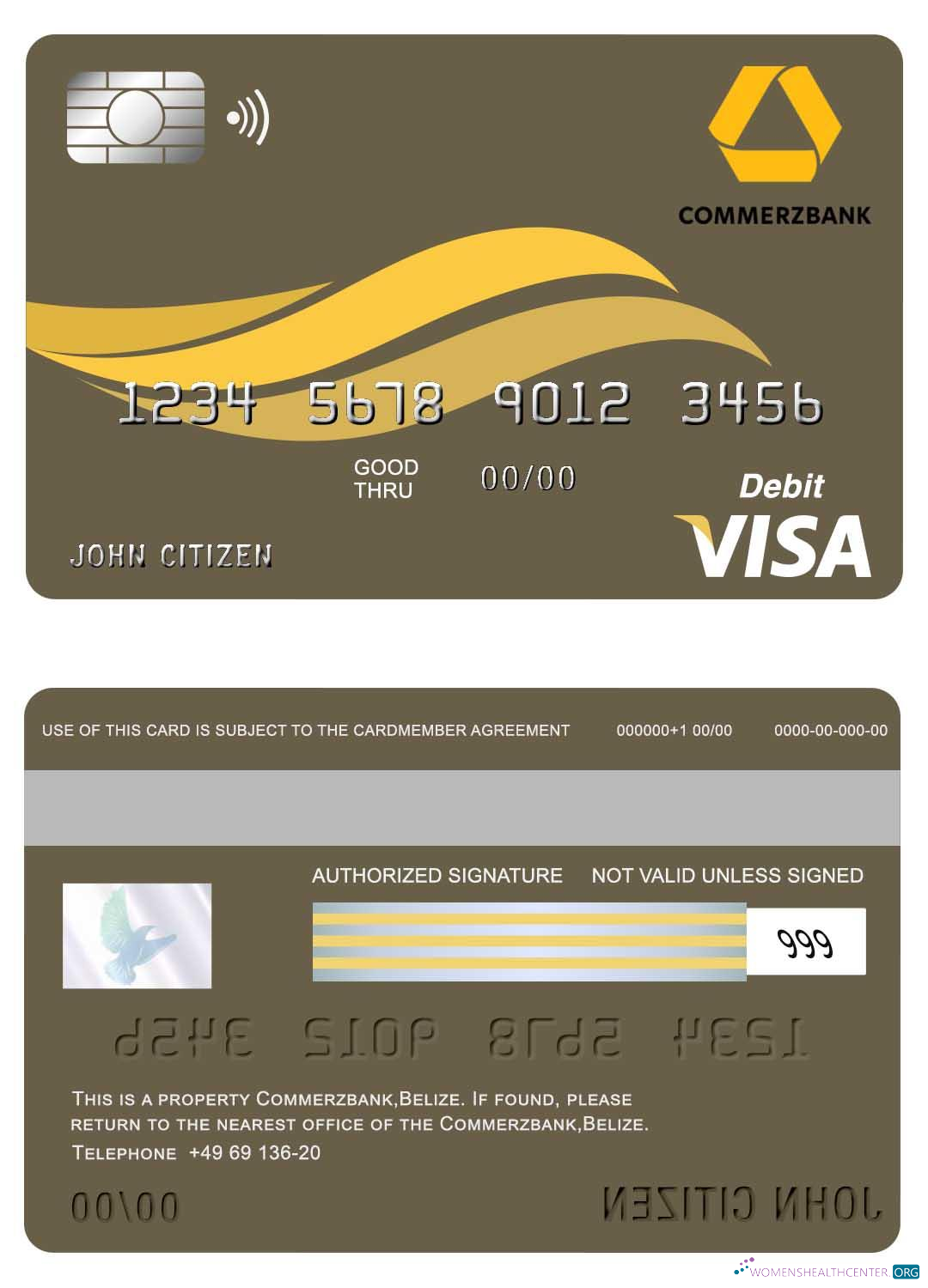 Download Belize Commerzbank visa card Photoshop template